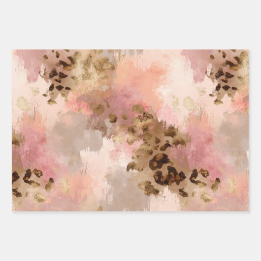 Abstracte Leopard Print Wrapping Paper Set (Voorkant)