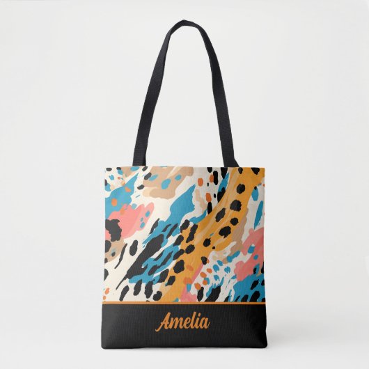 Abstracte leopardafdruk tote bag (Voorkant)