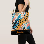 Abstracte leopardafdruk tote bag (Dichtbij)