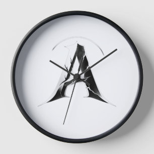 Abstracte letter A zwart-wit moderne wandklok