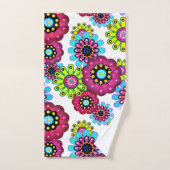 Abstracte leuke cartoons bloemen florale kinderen  bad handdoek (Handdoek)