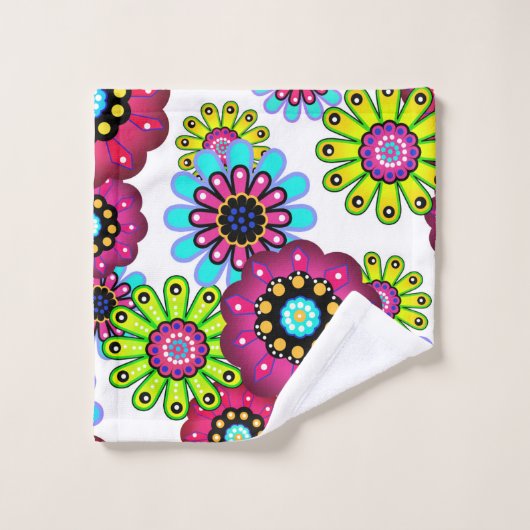Abstracte leuke cartoons bloemen florale kinderen  bad handdoek (Wasdoekje)