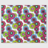 Abstracte leuke cartoons bloemen florale kinderen  cadeaupapier (Vlak)