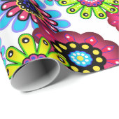 Abstracte leuke cartoons bloemen florale kinderen  cadeaupapier (Rol Hoek)