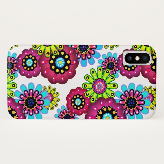 Abstracte leuke cartoons bloemen florale kinderen Case-Mate iPhone case (Achterkant (horizontaal))