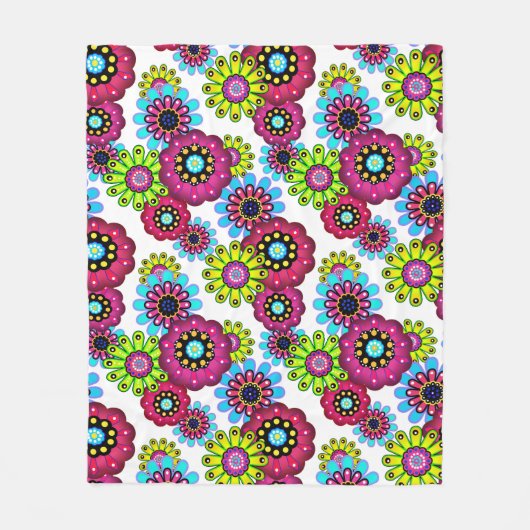 Abstracte leuke cartoons bloemen florale kinderen  fleece deken (Voorkant)