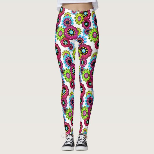 Abstracte leuke cartoons bloemen florale kinderen  leggings (Voorkant)
