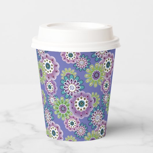 Abstracte leuke cartoons bloemen florale kinderen papieren bekers (Voorkant)