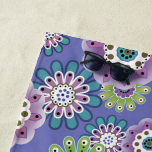 Abstracte leuke cartoons bloemen florale kinderen strandlaken