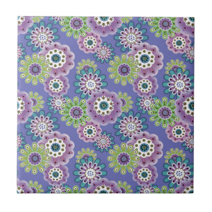 Abstracte leuke cartoons bloemen florale kinderen  tegeltje