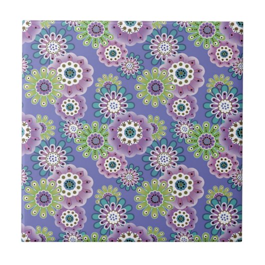 Abstracte leuke cartoons bloemen florale kinderen  tegeltje (Voorkant)