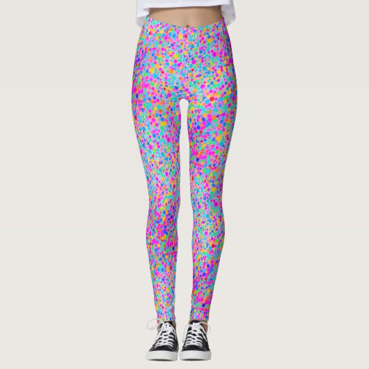 Abstracte Leuke Kleur Polka Dots Waterverf Patroon Leggings (Voorkant)