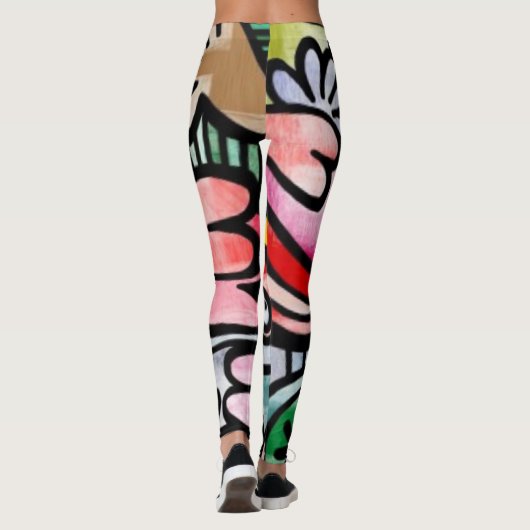 Abstracte Leuke kleurrijke Leggings (Achterkant)
