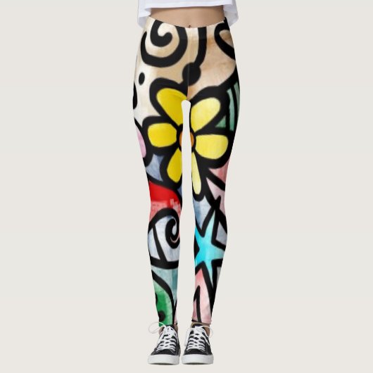 Abstracte Leuke kleurrijke Leggings (Voorkant)