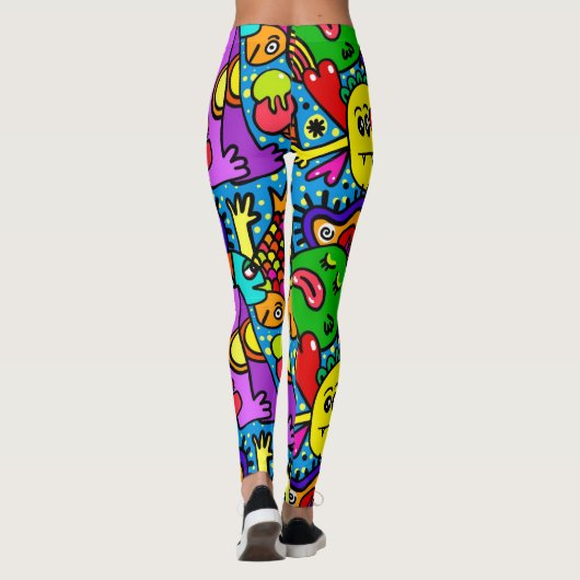 Abstracte leuke kleurrijke Leggings (Achterkant)