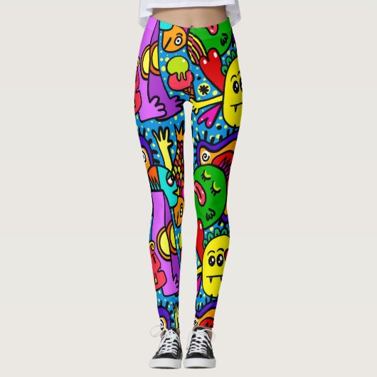 Abstracte leuke kleurrijke Leggings (Voorkant)