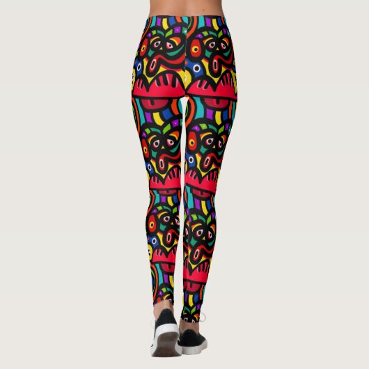 Abstracte leuke kleurrijke Leggings (Achterkant)