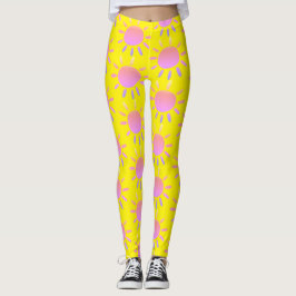 Abstracte Leuke Kleurrijke Roze Zon Patroon Op Gee Leggings