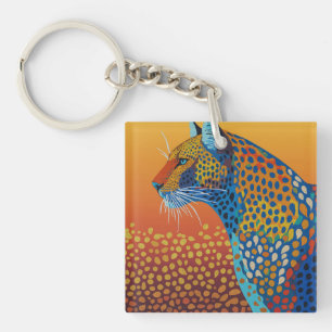 Abstracte Leuke Luipaard Kunst Sleutelhanger