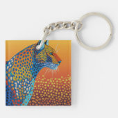 Abstracte Leuke Luipaard Kunst Sleutelhanger (Achterkant)