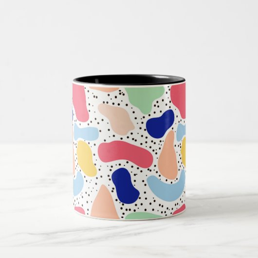 Abstracte leuke moderne kinder zomervormen tweekleurige koffiemok (Center)