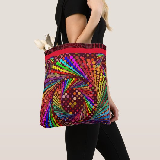 Abstracte leuke trendy kleuren tote bag (Dichtbij)