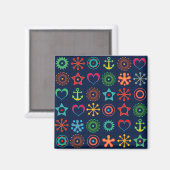 Abstracte leuke vormen retro design print magneet (Voorkant / Achterkant)