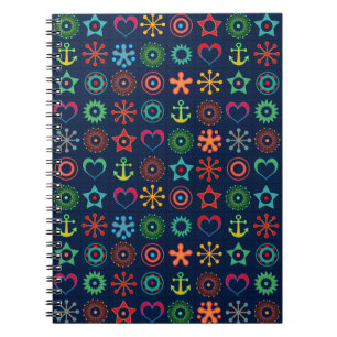 Abstracte leuke vormen retro design print notitieboek
