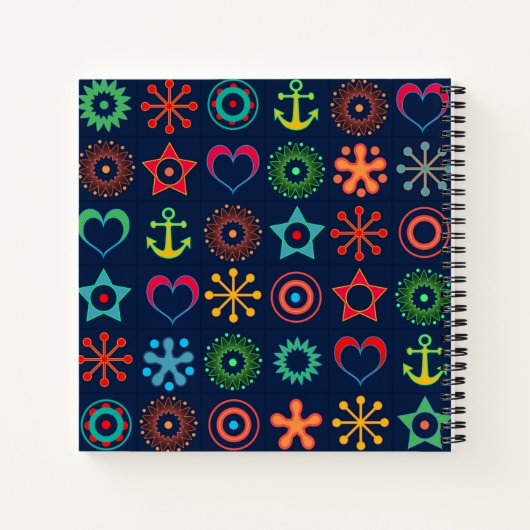 Abstracte leuke vormen retro design print notitieboek (Achterkant)