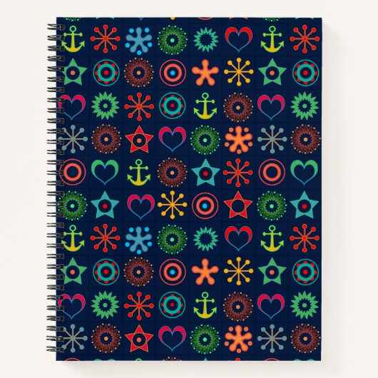 Abstracte leuke vormen retro design print notitieboek (Voorkant)