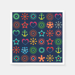 Abstracte leuke vormen retro design print servet
