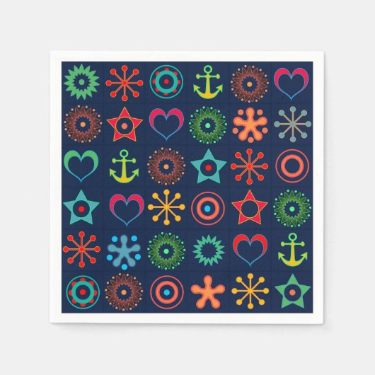 Abstracte leuke vormen retro design print servet (Voorkant)