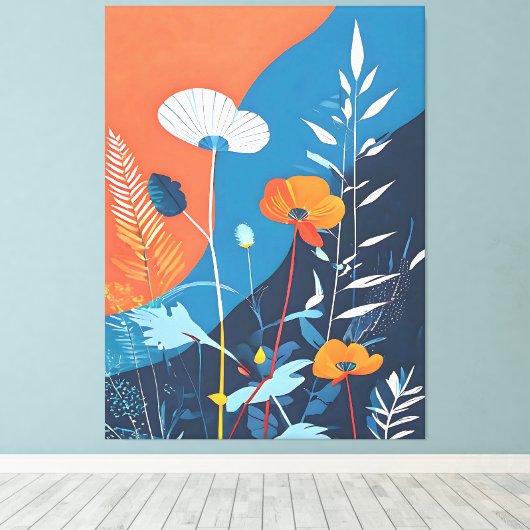 Abstracte levendige bloei canvas afdruk (Insitu (Houten vloer))