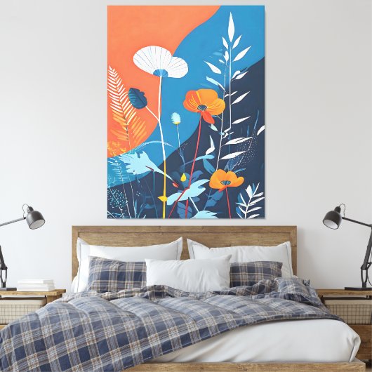 Abstracte levendige bloei canvas afdruk (Insitu (Slaapkamer))