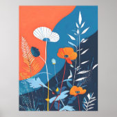 Abstracte Levendige Bloemen Poster (Voorkant)