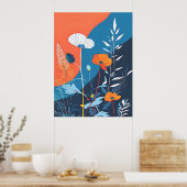 Abstracte Levendige Bloemen Poster (Keuken)
