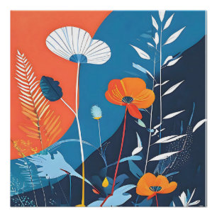 Abstracte Levendige Bloemen Poster