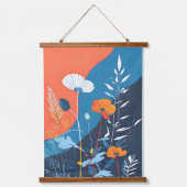 Abstracte Levendige Bloemen Poster Hangend Wandkleed (Voorkant)