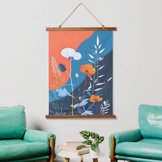 Abstracte Levendige Bloemen Poster Hangend Wandkleed (Woonkamer)