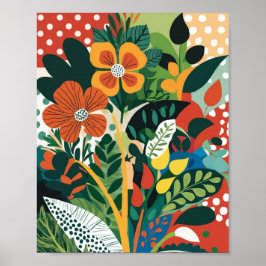Abstracte levendige bloemenkunst poster