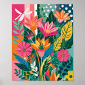 Abstracte levendige bloemenkunst poster (Voorkant)