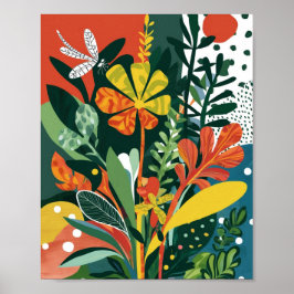Abstracte levendige bloemenkunst poster