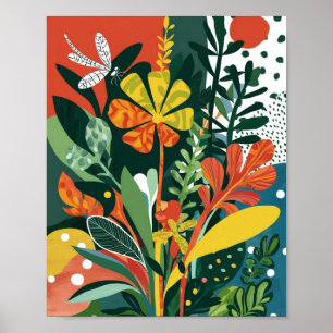 Abstracte levendige bloemenkunst poster