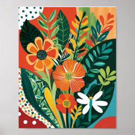 Abstracte levendige bloemenkunst poster