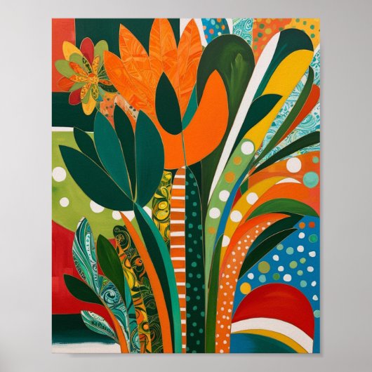 Abstracte levendige bloemenkunst poster (Voorkant)