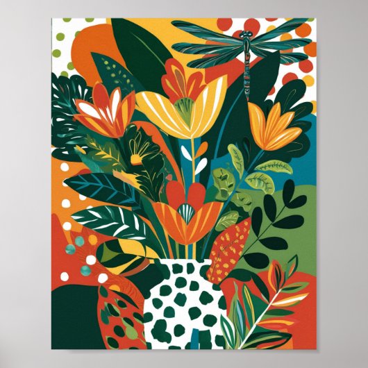 Abstracte levendige bloemenkunst poster (Voorkant)