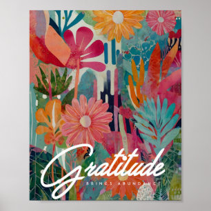 Abstracte levendige bloemenkunst poster