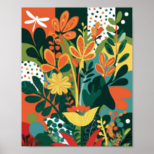 Abstracte levendige bloemenkunst poster