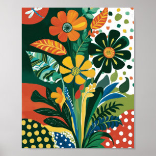 Abstracte levendige bloemenkunst poster