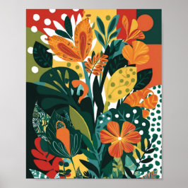 Abstracte levendige bloemenkunst poster